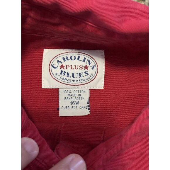 CAROLINA BLUES Button Front Shirt Logo Casual Preppy Basic Western Sz 16W READ - Picture 4 of 8